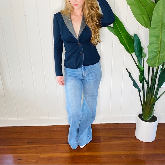 Tracy Reese Navy Grey Blazer Coatigan (S) - Picture 14 of 15